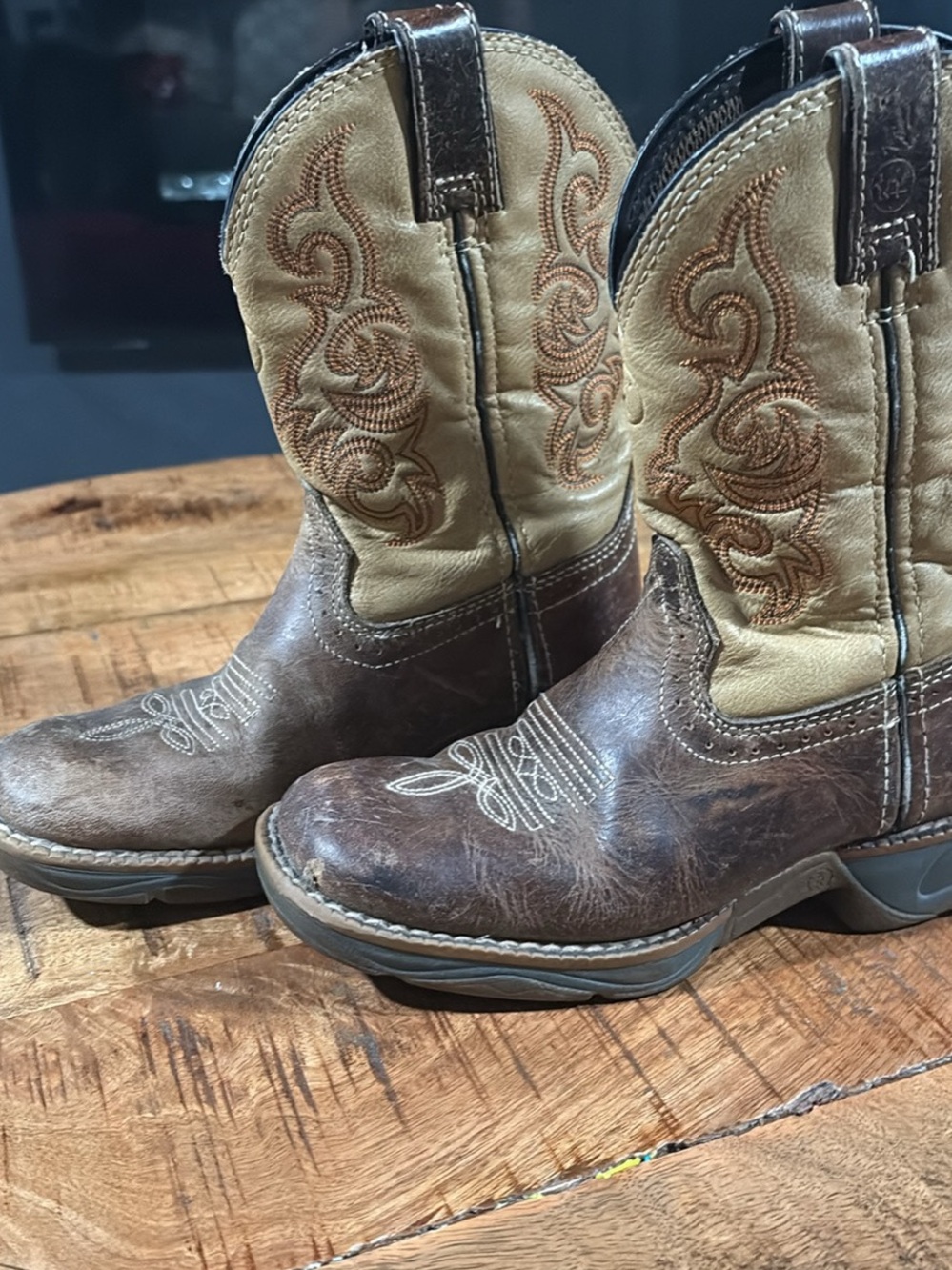 Tony Lama Brown and Tan Kids' Western Cowboy Boots